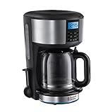 Russell Hobbs Macchina Caffè Americano - Con Filtro per Estrazione e Aroma ottimali - Max 10 tazze; Caraffa in Vetro da 1.25 L; Piastra riscaldante; Spegnimento automatico; 1000 W; Buckingham 24020-56