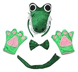 Petitebelle 3D verde coccodrillo fascia coda guanti 4pc costume bambini 1-10 anni (5-10 anni)