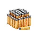 Amazon Basics - batterie Alcalino AA ad alte prestazioni, durata 10 anni, facile da aprire, Confezione da 36