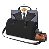 GIANTEX Borsa da trasporto 2-In-1 convertibile con tasca per scarpe, borsa da viaggio per viaggi d’affari/fine settimana/palestra 50L per uomini donne (Nero)