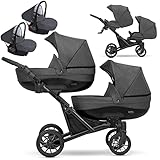 Un passeggino gemellare 3 in 1 et 2 in 1 navicella carrozzina seggiolino auto KUNERT Booster 3in1 et 2in1 passeggini (grafite, 3in1)