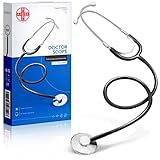 AIESI® Stetoscopio Professionale a testa piatta per adulti colore nero DOCTOR SCOPE, Garanzia Italia 24 mesi