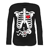 T Shirt Maglia Premaman Festa di Halloween Scheletri Nera L Manica Corta