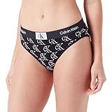 Calvin Klein Donna Slip Bikini Modellanti Cotone Elasticizzato, Nero (Litho Ck Print+Black), M