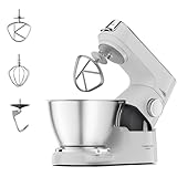 Kenwood Titanium Chef Baker KVC65.001WH, Impastatrice Planetaria con Bilancia Integrata, Frusta K, Gancio per Impastare, Frusta a Filo, Ciotola da 5 L, Potenza 1200 W, Bianco