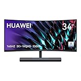 HUAWEI MateView GT 34   Monitor Ultrawide Curvo Gaming, 165Hz, 21:9 WQHD 3440 x 1440, 3K+, 1500R, Doppio Altoparlante SoundBar 5W, Controllo Touch Volume, Doppio Microfono 360°, USB-C, HDMI, DP, Nero