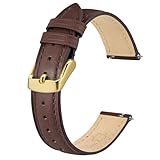 BISONSTRAP Eleganti Cinturino per Orologi in Pelle, Sgancio Rapido, Cinturino da Donna e da Uomo, 18mm, Marrone Scuro (Fibbia Oro)