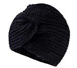 MFAZ Morefaz Ltd Donne Cappello Chemo Hat Turban Lana Mohair a Maglia Headwear Cross Twist (Black)