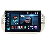 ACAVICA 4+64GB Android 13 Autoradio per Fiat 500 500C 2007-2015 Stereo 8-Core GPS Navi mit Wireless CarPlay Android Auto Bluetooth 4G LTE WiFi (Bianco)