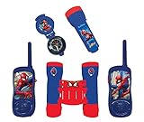 Lexibook Lexibook-RPTW12SP Spider-Man-Set Completo per Bambini-Walkie-Talkies 120m, Binocolo, Bussola, Torcia, Blu/Rosso