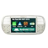 Autoradio Android 13 Wireless Carplay per FIAT 500 2007-2015 con touchscreen IPS da 7 pollici WiFi Bluetooth DAB+SWC GPS Navi Supporto Wireless Android Auto Handsfree Rear View Camera (Bianco)