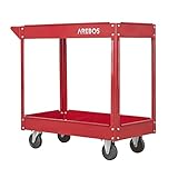 Arebos Carrello da officina | Carrello a rulli | 2 scomparti | rosso