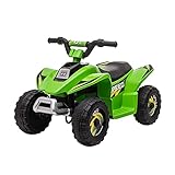 HOMCOM Quad Elettrico per Bambini da 18-36 Mesi con Batteria Ricaricabile 6V, Velocità 2.8-4.6km/h e Marcia Avanti e Indietro, 72x40x45.5 cm, Verde