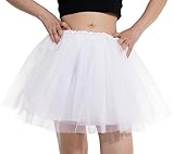 DGSHIRLDJO Gonna Tulle Donna Tutu di Tulle, 4 Strati di Elastico Classico Gonna tutù Adolescente Adulto Adatto per Mascherata Halloween Costume Danza (Bianco)