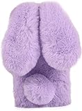 OATE Custodia Coniglio Peluche per Samsung Galaxy A30s Carina 3D Coniglietto Orecchio Coda Fatto a Mano Coniglio Pelliccia Capelli Soffice Caldo Inverno Cover Antiurto per Samsung Galaxy A30s,Viola