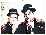 KUSTOM ART Quadro Quadretto Stile Vintage Stanlio & Ollio (Stan Laurel Oliver Hardy) da Collezione Stampa su Legno. Made in Italy