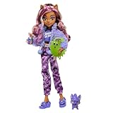 Monster High - Clawdeen Wolf Creepover Party, bambola con outfit dettagliato e accessori per il pigiama party, cucciolo Crescent incluso, giocattolo per bambini, 4+ anni, HKY67