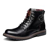 Bruno Marc Stivali da Moto Uomo con Lacci Classici Chukka Boots Biker Scarpe Casual Cerniera Combattimento Tattici Anfibi Stivaletti Nero SBBO2215M-E Taglia 47 (EUR)