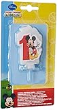 Ciao- Candelina numerale Disney Mickey Mouse Club House Numero 1, Rosso, Bianco, 83149