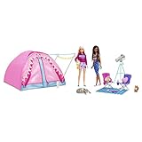 Barbie Barbie Siamo in Due Playset Campeggio con Tenda, 2 Bambole Barbie e 20 Pezzi Inclusi Animali, telescopio e Accessori, Giocattolo per Bambini 3+ Anni, HGC18