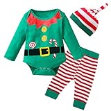 Hifot Vestito Elfo Bambino Il Mio Primo Natale Pagliaccetto Neonato Pantaloni Costume Elfo Tutine Neonato 0-18 Mesi Regalo Natale