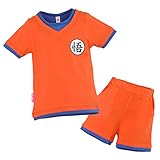 Costume Bambino per Dragon Goku t-Shirt Pantaloncini Tuta Arancione Blu per Bambini 3 Anni