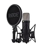 RØDE NT1 5th Gen Black Microfono a condensatore da studio a diaframma largo di quinta generazione con uscite XLR e USB, supporto antiurto e filtro antipop per musicale, registrazione vocale