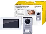 VIMAR K40930 Kit videocitofonico da parete con: videocitofono vivavoce a colori LCD 7" con tastiera capacitiva, targa audiovideo 1 pulsante, alimentatore, completo di staffe per il fissaggio, bianco