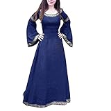 Costume Rinascimento Donna Abito Slim Girocollo A Maniche Lunghe Medievale Classico Abiti Halloween Rinascimentale Vestiti Principessa Vintage Gotico Celtico Costume Medievale