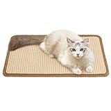Fukumaru Tappetino tiragraffi per gatti, 50 x 30 cm, in sisal naturale, per gatti, orizzontale, protegge tappeti e divani, beige