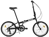FabricBike Folding Pieghevole in Alluminio, 20", Bicicletta Single Speed, 3 Colori (Fully Matte Black 7 Speed)
