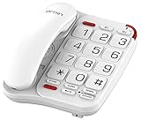 Ornin S018 Telefono Fisso con Grandi Tasti, Vivavoce Alta Qualità, 3 Tasti di emergenza dedicati, Amplificazione Vocale per anziani, Braille (Bianco)