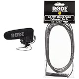 Rode Microphones VideoMic Pro Rycote Microfono Mono Direzionale a Condensazione, Mezzo Fucile, Ultra Compatto Professionale con Supporto Rycote & VC1 Cavo di Prolunga per VideoMic