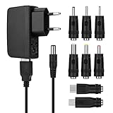 Aukru Alimentatore Universale con 8 Adattatori Switching Plugs per 5V Elettronica Domestica e Dispositivi USB - 2000mA Max