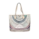 Borsa donna a spalla Gattinoni Planetarium Watercolor Beige Shopping con zip Media Borse Shopper