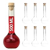 slkfactory 6 Bottiglie di Vetro vuote da 500 ml con Tappo a Vite da 0,5 Litri, bottigliette per Succo, liquore, aceto, Olio