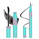 Set di Trucco per Occhi con Mascara e Eyeliner, Mascara Nero Impermeabile, Matita Eyeliner a Lunga Durata, Mascara ed Eyeliner ad Asciugatura Rapida, Kit Cosmetico di Trucco per Occhi AMZGlRL, 1 Kit