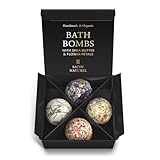 Idee Regalo Donna Regalo Natale Donna - 4x Bombe da Bagno con Burro di Karite e Oli Essenziali - Idee Regalo Donna Compleanno - Regalo Mamma Cofanetto Regalo Donna - Natale Regali Satin Naturel