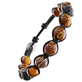 Yotekma Bracciale Uomo Donna Unisex Tibetano Shamballa Tamashi Occhio di Tigre Pietre Naturali 0,8 mm Regolabile 4 Misure Con Chiusura Rinforzata Artigianale Fatto a Mano Yoga Reiki Buddha