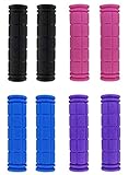 4 Paia Coprimanubrio da Bicicletta, Hitopin Coprimanubrio in Gomma, Manopole morbide, per Bici da Strada Bici BMX MTB Manici (Rosa Lilla, Nero e Blu)