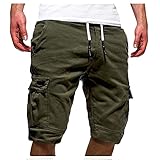 MJGkhiy Pantaloncini Uomo Cargo Estivi Pantaloncini da Lavoro con Tasche Laterali Coulisse Vita Elasticizzato Pantaloni Corti Cargo Shorts Pantaloncini Sportivi Bermuda Cargo Taglie Comode Leggero