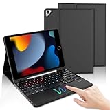 IVEOPPE Custodia con Tastiera Touchpad per ipad 9 generazione 10,2" 2021, Cover con Italiana Rimovibile Bluetooth Keyboard per iPad 8 Gen 2020/7 Gen 2019/iPad Pro 10.5/iPad Air 3, Nero