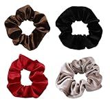 4 Pezzi Elastici per Capelli in Velluto Scrunchies per Capelli Elastico Marrone Scuro per Codini Scrunchies morbidi Accessori Capelli per Donna e Ragazza Lacci per capelli