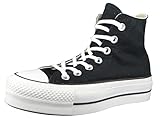 Converse Chucks Plateau Nero 560845C Chuck Taylor all Star Lift - Hi Nero Bianco Bianco, Taglia:36.5