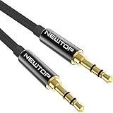 Newtop Cavo AUX05 Audio Stereo 1 metro Maschio Maschio Jack 3,5mm AUX Compatibile per Cuffie Auto Macchina Smartphone Autoradio (Nero)