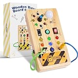 Montessori Giocattolo Bambini 1 2 3 4 Anni, Tavolo Per Attività In Legno Per Bambini Con 8 Interruttori 15 Luci a Led, Giocattolo Per l Apprendimento Delle Capacità Motorie, Sensoriali Regalo 18 Mesi