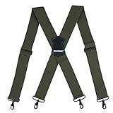 MELOTOUGH Bretelle da uomo larghe 2 pollici completamente elastiche bretelle X posteriori resistenti bretelle da lavoro per grandi e alti (verde militare, Verde militare, 5 cm