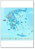 Calamita da frigorifero con illustrazione mappa della Grecia