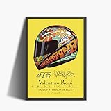 ANDSAL Poster Valentino Rossi 46 Casco Helmet Autografo Digitale MotoGP Arte Digitale A3 Poster Incorniciato Decorativo, Regalo Stampato Idea Regalo Appossionati Di Motori, Stampa (Cornice Nera)
