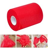 SLTAXAR Rotolo di Tulle Rosso 92m*15cm Rotolo di Tulle Fai da Te Rotolo di Tessuto di Tulle Rotolo di Tulle per Sedia per Artigianato, Fai da Te, Matrimonio Compleanno